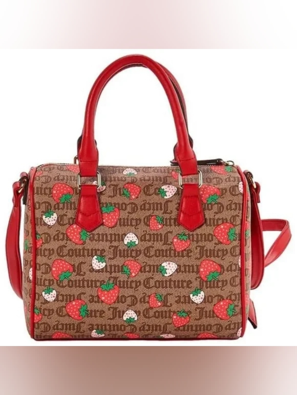 Juicy Couture Red and Brown Strawberry-Print Satchel - Picture 3 of 4
